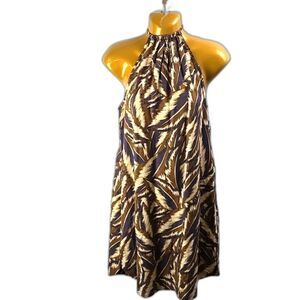 PrAna Women's Epicanopy Leaf Print Halter Dress Cafe Panama Black Brown Sz S NWT